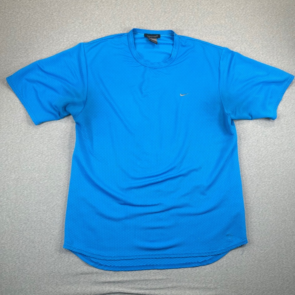 Y2K Nike Sphere Shirt Mens Large Blue Textured Honeycomb Training Short Sleeve - Picture 2 of 9
